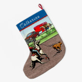 ウェスタン女性のカーボーイカーフレン ラージクリスマスストッキング (裏面 (吊り時))