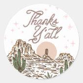 ウェスタン女性のカーボーイガールベビー感謝していシャワーオール ラウンドシール (正面)