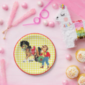 ウェスタン女性のカーボーイキッドと馬パーティー ペーパープレート (パーティー)