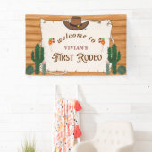 ウェスタン女性のカーボーイサドルアップロデオウェルカム 横断幕 (インサイチュ)