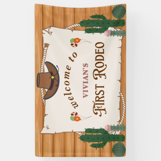 ウェスタン女性のカーボーイサドルアップロデオウェルカム 横断幕 (縦)
