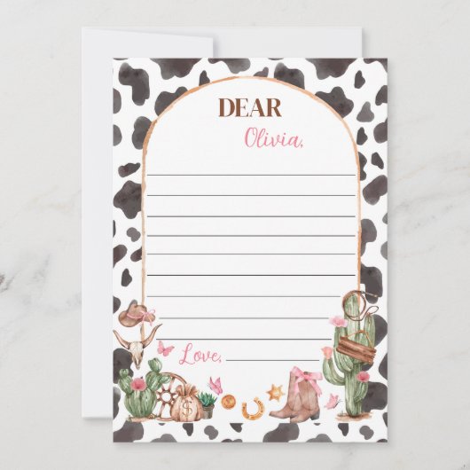 ウェスタン女性のカーボーイタイムカプセルノートメッセージカード サンキューカード (正面)