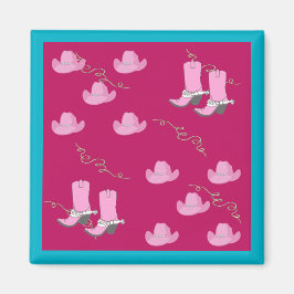 ウェスタン女性のカーボーイハットアンドブーツ マグネット