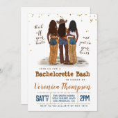 ウェスタン女性のカーボーイバチェロレッテブライダルシャワー 招待状 (正面/裏面)
