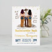 ウェスタン女性のカーボーイバチェロレッテブライダルシャワー 箔招待状 (立ち正面)