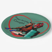 ウェスタン女性のカーボーイバレルレーサーバースデーパーティープレート ペーパープレート (アングル)