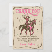 ウェスタン女性のカーボーイバースデーパーティーサンキューカード サンキューカード (正面)