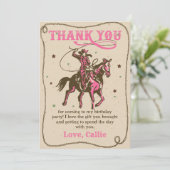 ウェスタン女性のカーボーイバースデーパーティーサンキューカード サンキューカード (スタンド正面)