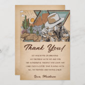ウェスタン女性のカーボーイバースデーパーティーサンキューカード 招待状 (正面/裏面)