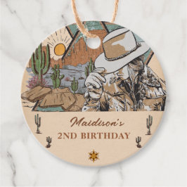 ウェスタン女性のカーボーイバースデーパーティーメッセージカード フェイバータグ