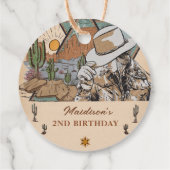 ウェスタン女性のカーボーイバースデーパーティーメッセージカード フェイバータグ (裏面)