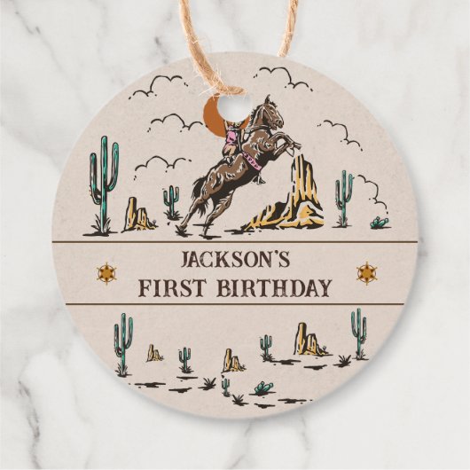 ウェスタン女性のカーボーイバースデーパーティー フェイバータグ (裏面)