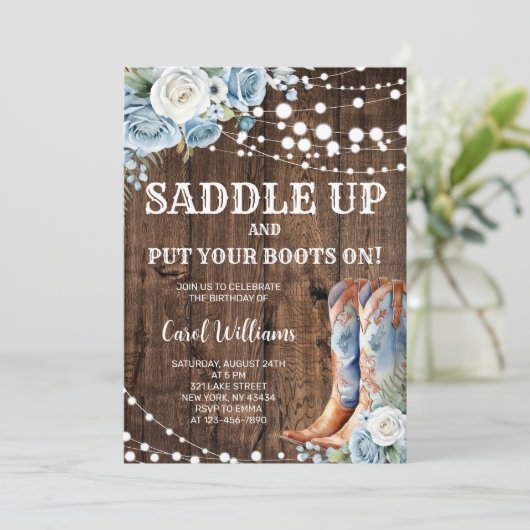 ウェスタン女性のカーボーイバースデーパーティー 招待状 (スタンド正面)
