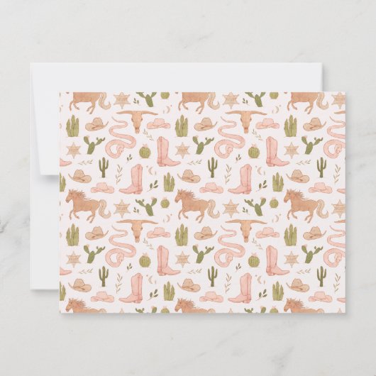 ウェスタン女性のカーボーイピンクキッズ ノートカード (裏面)