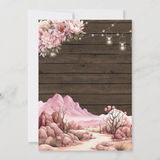 ウェスタン女性のカーボーイピンクフローラウッドスウィート16誕生日 招待状 (裏面)