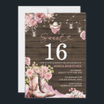 ウェスタン女性のカーボーイピンクフローラウッドスウィート16誕生日 招待状<br><div class="desc">編集可能ウェスタン女性のカーボーイピンクフローラウッド甘い16誕生日招待状エレガントウッド素朴テキサス州南西部アダルトメキシコ誕生日</div>