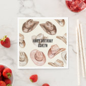 ウェスタン女性のカーボーイピンクブラウンハッツ誕生日 スタンダードランチョンナプキン (インサイチュ)