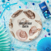 ウェスタン女性のカーボーイピンクブラウンハッツ誕生日 ペーパープレート (パーティー)