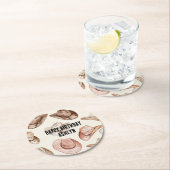 ウェスタン女性のカーボーイピンクブラウンハッツ誕生日 ラウンドペーパーコースター (インサイチュ)