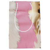 ウェスタン女性のカーボーイピンク白黒金ゴールド抽象芸術 ミディアムペーパーバッグ (正面)