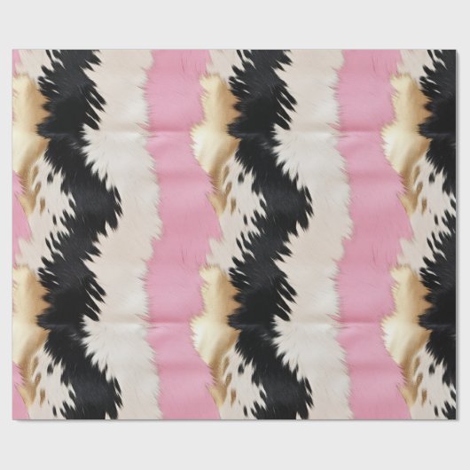 ウェスタン女性のカーボーイピンク白黒金ゴールド抽象芸術 ラッピングペーパー (フラット)