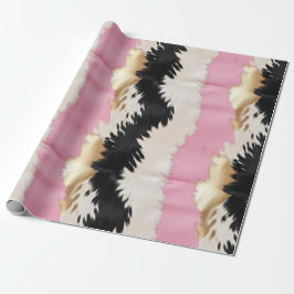 ウェスタン女性のカーボーイピンク白黒金ゴールド抽象芸術 ラッピングペーパー