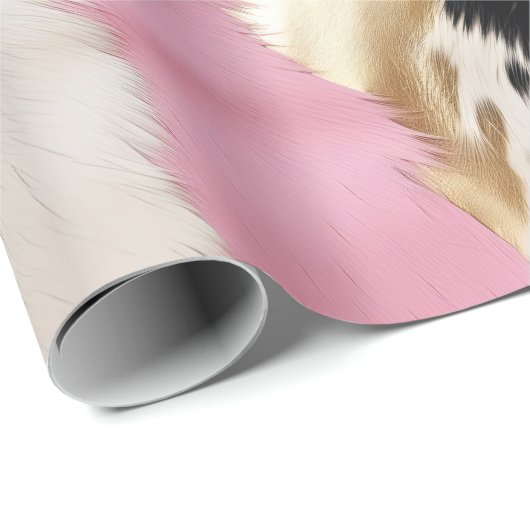 ウェスタン女性のカーボーイピンク白黒金ゴールド抽象芸術 ラッピングペーパー (ロールコーナー)