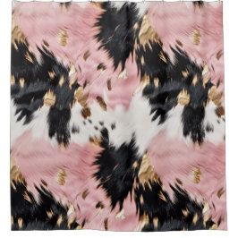 ウェスタン女性のカーボーイピンク白黒金ゴールド シャワーカーテン