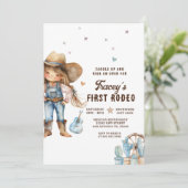 ウェスタン女性のカーボーイファーストロデオバースデーパーティー 招待状 (スタンド正面)