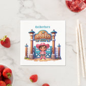 ウェスタン女性のカーボーイファーストロデオ誕生日カスタム スタンダードカクテルナプキン (インサイチュ)