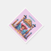 ウェスタン女性のカーボーイファーストロデオ誕生日カスタム スタンダードカクテルナプキン (角)