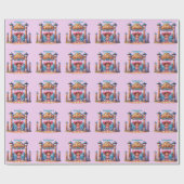 ウェスタン女性のカーボーイファーストロデオ誕生日カスタム ラッピングペーパー (フラット)