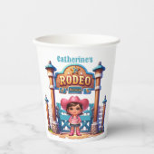 ウェスタン女性のカーボーイファーストロデオ誕生日カスタム 紙コップ (正面)