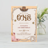 ウェスタン女性のカーボーイファーストロデオ誕生日招待状 招待状 (スタンド正面)