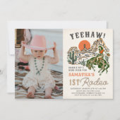 ウェスタン女性のカーボーイファースト・ロデオ1歳の誕生日フォト 招待状 (正面)