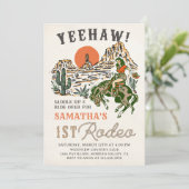 ウェスタン女性のカーボーイファースト・ロデオ1st誕生日 招待状 (スタンド正面)