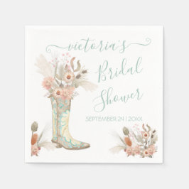 ウェスタン女性のカーボーイフローラブーツシャワー スタンダードカクテルナプキン