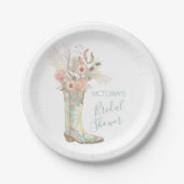 ウェスタン女性のカーボーイフローラブーツシャワー ペーパープレート (正面)