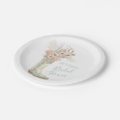 ウェスタン女性のカーボーイフローラブーツシャワー ペーパープレート (アングル)