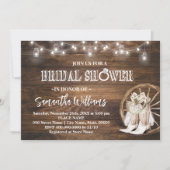 ウェスタン女性のカーボーイブライダルシャワーカントリーシ結婚ック 招待状 (正面)