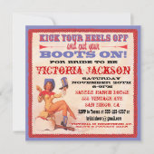 ウェスタン女性のカーボーイブライダルシャワーパーティの招待状 招待状 (正面)