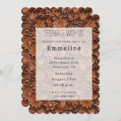 ウェスタン女性のカーボーイブラウンフローラレザーフェイクズ 招待状 (正面/裏面)
