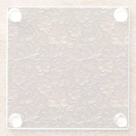 ウェスタン女性のカーボーイブラウンフローラ ガラスコースター (裏面)