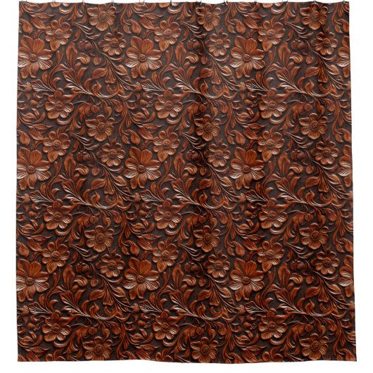 ウェスタン女性のカーボーイブラウンフローラ シャワーカーテン (正面)