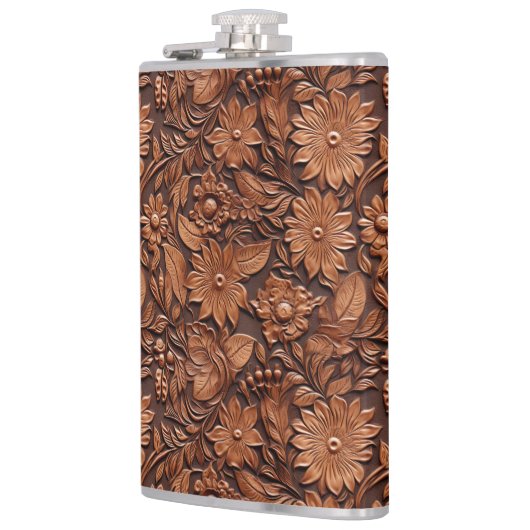 ウェスタン女性のカーボーイブラウンフローラ フラスク (左)