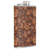 ウェスタン女性のカーボーイブラウンフローラ フラスク (右)