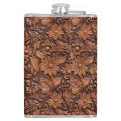 ウェスタン女性のカーボーイブラウンフローラ フラスク (裏面)