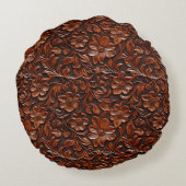 ウェスタン女性のカーボーイブラウンフローラ ラウンドクッション (裏面)