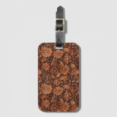 ウェスタン女性のカーボーイブラウンフローラ ラゲッジタグ (正面縦)