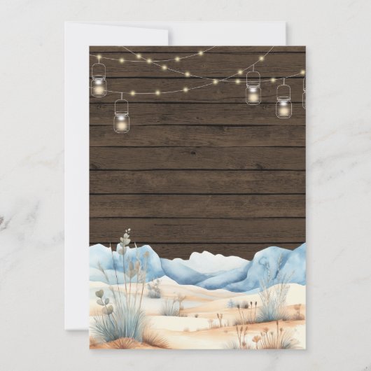 ウェスタン女性のカーボーイブルーフローラウッドスウィート16誕生日 招待状 (裏面)